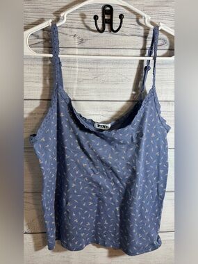 PINK Victoria's Secret Dusty Blue Floral Lace-Trim Cami